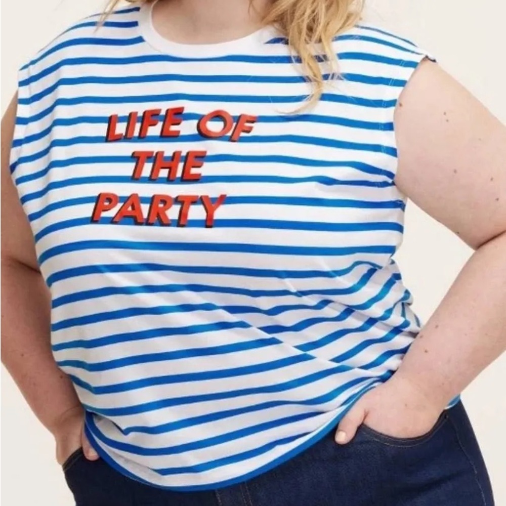Striped Blue and White Muscle Tee